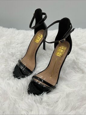 FRH Heels Size 5 1/2 Black with Straps and 4” Heel